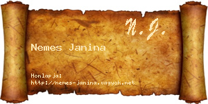 Nemes Janina névjegykártya